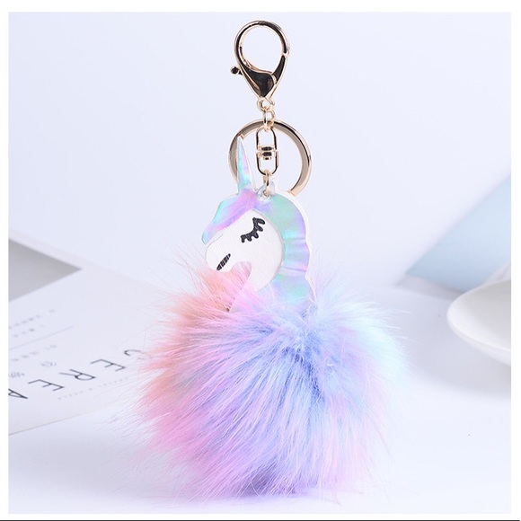 Accessories - Last 1❗️🦄 Iridescent Unicorn Pom Pom Key Chain